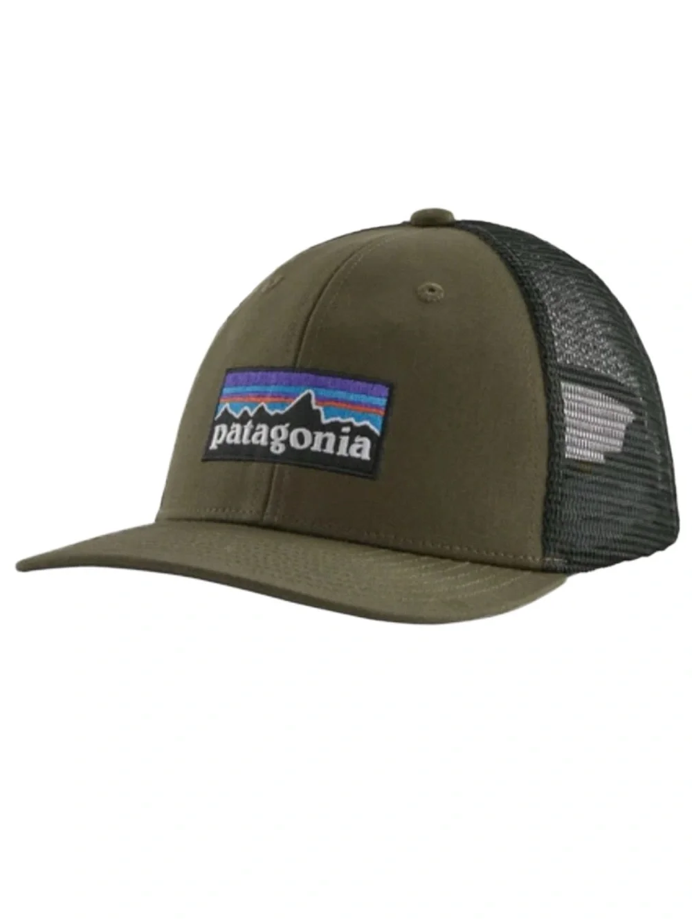 Patagonia Logo Faded Trucker Style Hat Cap Black Mesh Snapback Adjustable Back